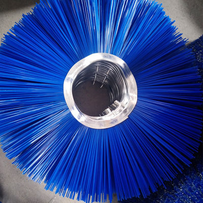 8mm Pin Road Cleaner Brush Poly Mixed With Wires Flat / Curvy Metal Ring