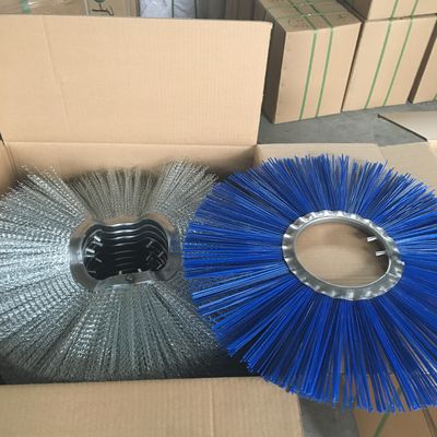 8mm Pin Road Cleaner Brush Poly Mixed With Wires Flat / Curvy Metal Ring