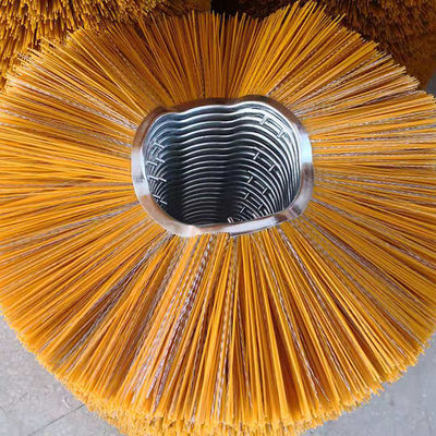8mm Pin Road Cleaner Brush Poly Mixed With Wires Flat / Curvy Metal Ring